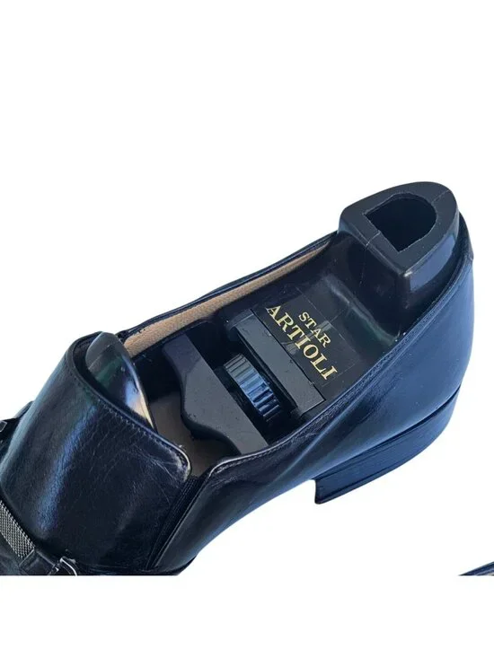 Star Artioli Vintage Handmade Italy Black Leather Horsebit Mens Loafers 9D - Picture 5 of 15